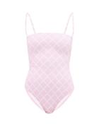 Matchesfashion.com Fisch - Sucre Laced-back Diamond-print Swimsuit - Womens - Light Pink