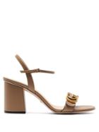 Matchesfashion.com Gucci - Marmont Gg Leather Sandals - Womens - Beige