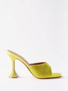 Amina Muaddi - Lupita 95 Crystal-embellished Satin Mules - Womens - Yellow Multi