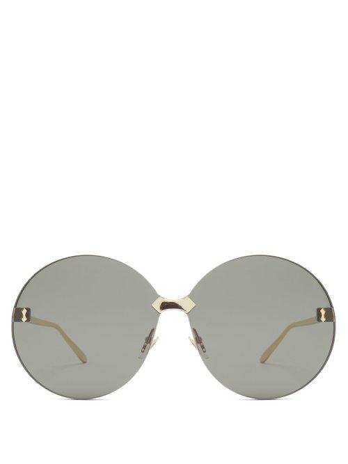 Matchesfashion.com Gucci - Round Frame Rimless Sunglasses - Womens - Black