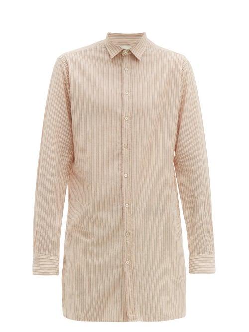 Matchesfashion.com Arj - The Tobias Longline Striped-cotton Shirt - Mens - Beige Multi