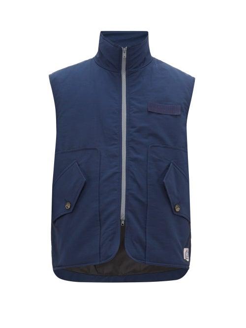 Matchesfashion.com Boramy Viguier - Grosgrain Trim Cotton Twill Gilet - Mens - Navy