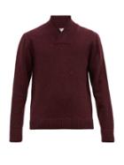 Matchesfashion.com Inis Mein - Shawl Neck Merino Wool And Cashmere Blend Sweater - Mens - Purple