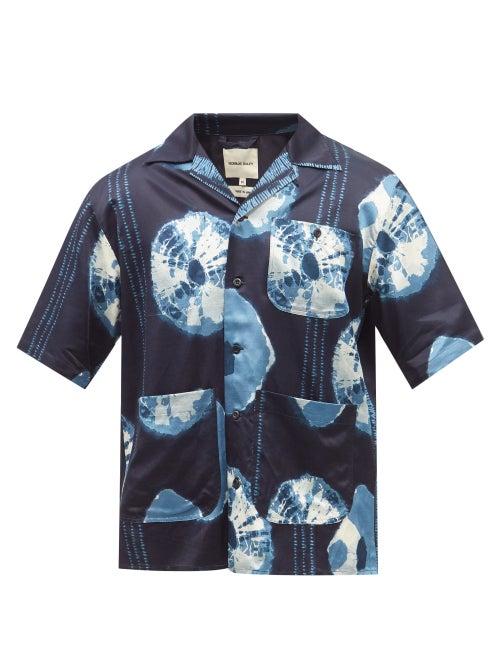 Nicholas Daley - Short-sleeved Shibori-dyed Twill Shirt - Mens - Blue