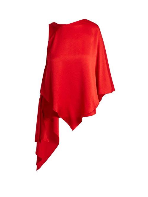 Matchesfashion.com Osman - Auriene One Shoulder Layered Satin Top - Womens - Red