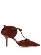 Matchesfashion.com Malone Souliers - Imogen T Bar Suede Mules - Womens - Dark Brown