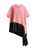 Matchesfashion.com Roksanda - Contrast Panel Asymmetric Silk Top - Womens - Pink Multi