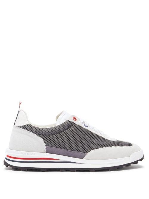 Matchesfashion.com Thom Browne - Tricolour Technical-mesh Trainers - Mens - Grey