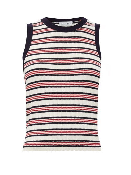 Matchesfashion.com Odyssee - Liberte Striped Knitted Tank Top - Womens - Red Stripe