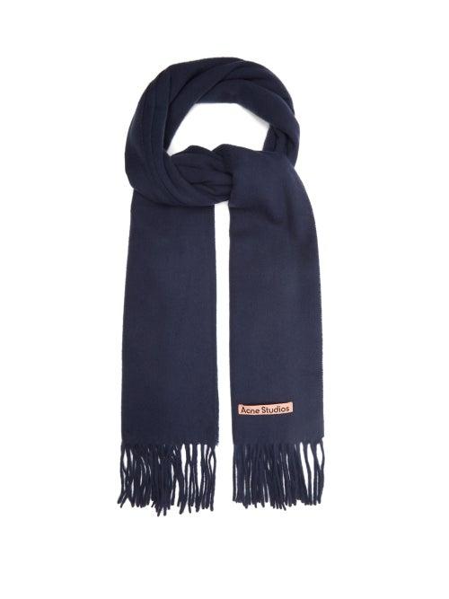 Matchesfashion.com Acne Studios - Canada Narrow New Fringed Wool Scarf - Womens - Navy