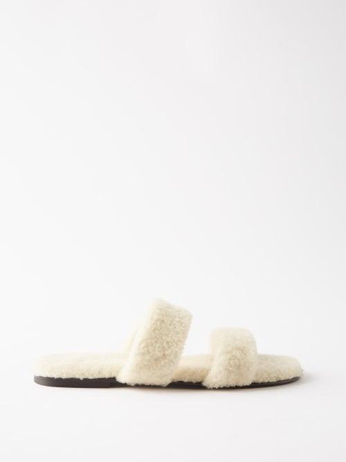Saint Laurent - Shearling-fleece Slides - Mens - Ivory