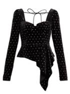 Matchesfashion.com Self-portrait - Crystal Studded Velvet Top - Womens - Black