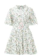 Matchesfashion.com Gl Hrgel - Floral-print Belted Linen Mini Dress - Womens - White Multi