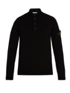 Matchesfashion.com Stone Island - Buttoned Wool Blend Sweater - Mens - Black