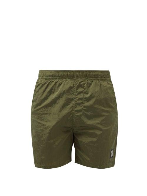 Stone Island - Compass-patch Technical Swim Shorts - Mens - Green
