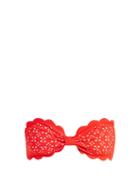 Matchesfashion.com Marysia - Antibes Scallop Edged Bandeau Bikini Top - Womens - Red White