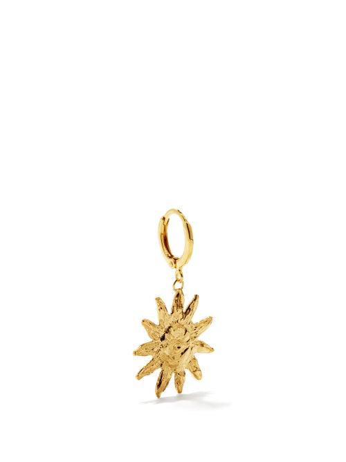 Elise Tsikis - Hera 24kt Gold-plated Single Hoop Earring - Womens - Yellow Gold