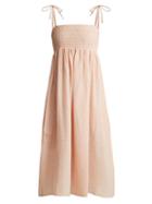 Matchesfashion.com Marysia - Broderie Anglaise Cotton Midi Dress - Womens - Pink