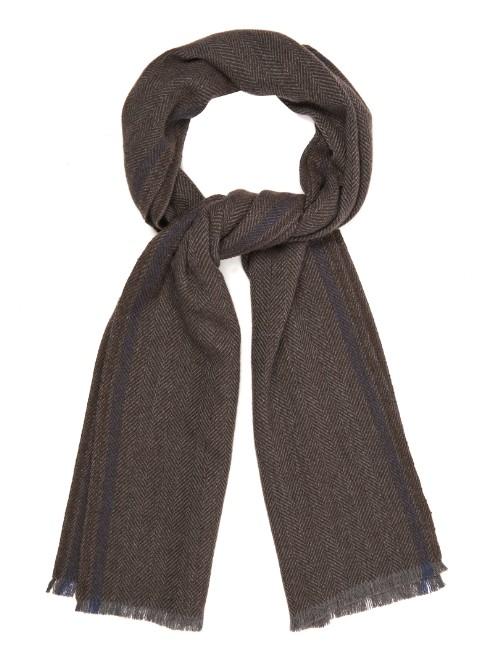 Ermenegildo Zegna Wool And Cashmere-blend Herringbone Scarf