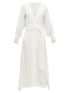 Matchesfashion.com Roland Mouret - Springbrooke Chevron-jacquard Silk-crepe Dress - Womens - White