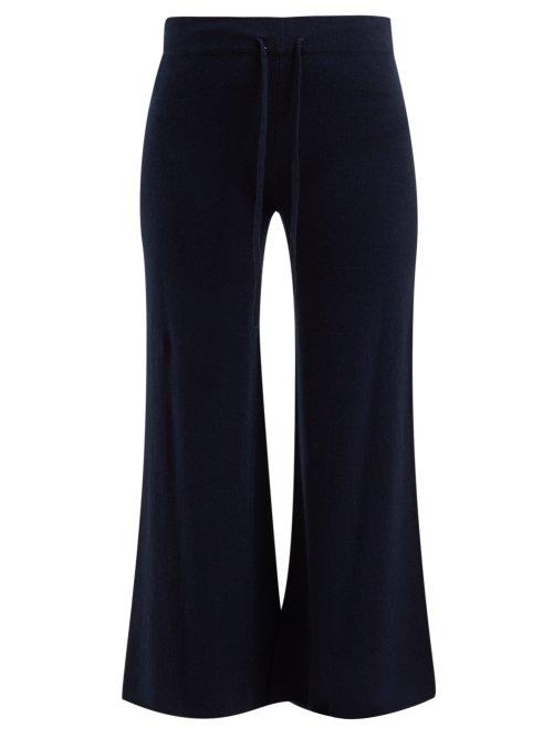 Matchesfashion.com Ryan Roche - Mid Rise Drawstring Cashmere Trousers - Womens - Navy