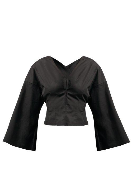 Matchesfashion.com A.w.a.k.e. Mode - Frau Marta V Neck Wide Sleeve Top - Womens - Black