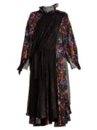 Matchesfashion.com Balenciaga - Contrast Panel Silk Dress - Womens - Purple Multi