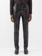 Dolce & Gabbana - Sequinned Slim-leg Trousers - Mens - Black