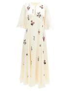 Matchesfashion.com Erdem - Alcie Beaded And Embroidered Silk-satin Dress - Womens - Ivory Multi