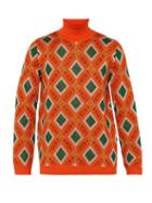 Matchesfashion.com Gucci - Metallic Logo Jacquard Wool Blend Sweater - Mens - Orange