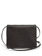 Matchesfashion.com Bottega Veneta - Intrecciato Woven Leather Cross Body Bag - Womens - Black