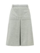 Matchesfashion.com Burberry - Inverted Box-pleat Wool-blend Jersey Skirt - Womens - Light Grey