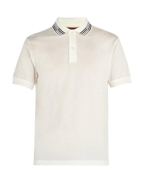 Matchesfashion.com Paul Smith - Striped Collar Cotton Polo Shirt - Mens - White