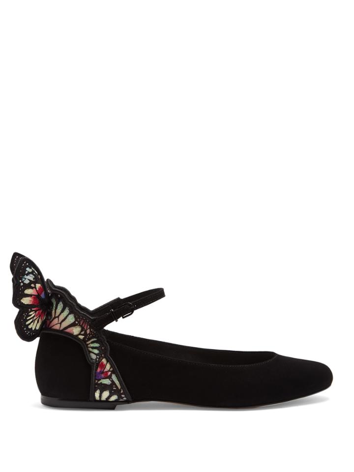 Sophia Webster Chiara Butterfly-wing Suede Ballet Flats