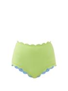 Matchesfashion.com Marysia - Santa Monica Scalloped-edged Bikini Briefs - Womens - Light Green