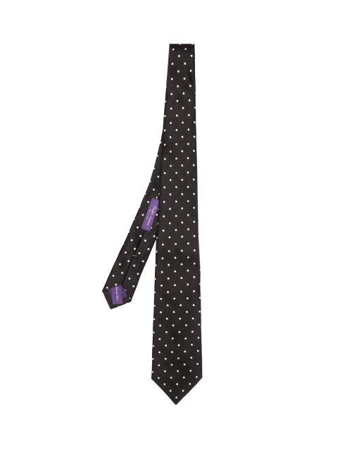 Matchesfashion.com Ralph Lauren Purple Label - Polka-dot Silk-satin Tie - Mens - Black