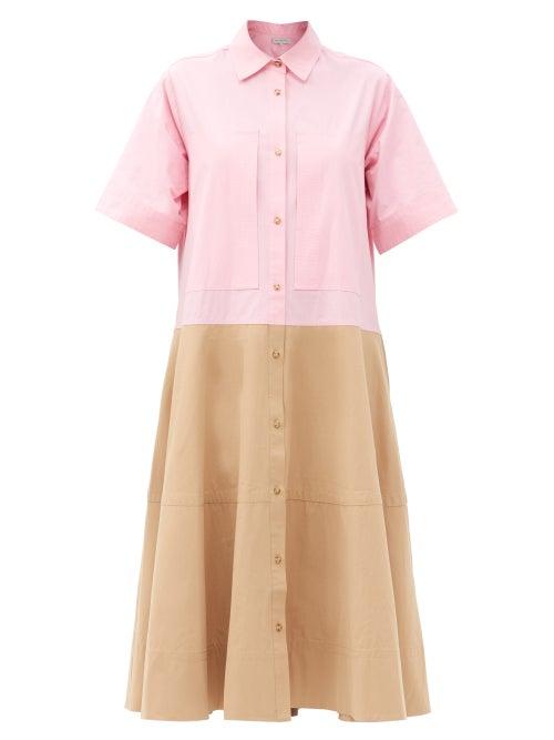 Matchesfashion.com Lee Mathews - May Bi-colour Cotton Shirt Dress - Womens - Multi