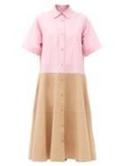 Matchesfashion.com Lee Mathews - May Bi-colour Cotton Shirt Dress - Womens - Multi