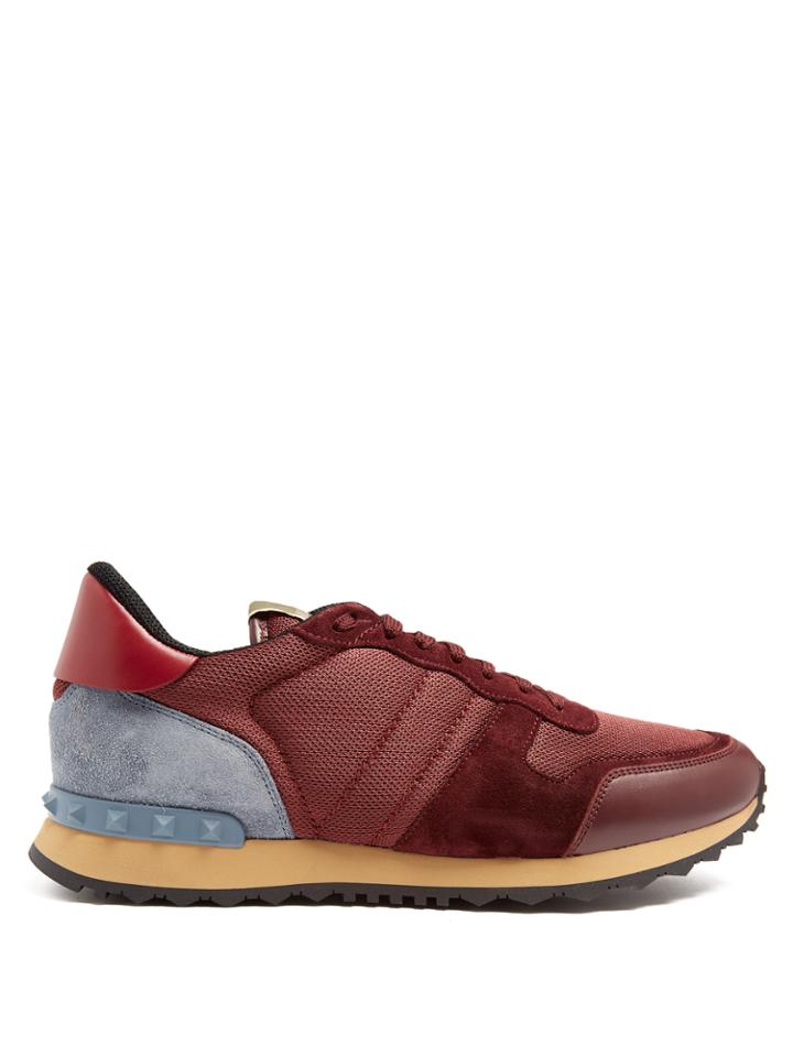 Valentino Rockrunner Low-top Mesh And Suede Trainers