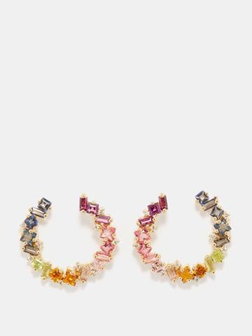 Suzanne Kalan - Spiral Diamond, Iolite, Topaz & 14kt Gold Earrings - Womens - Pink Multi