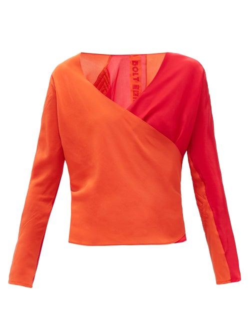 Matchesfashion.com Bolt X Edie - Race Silk Wrap Top - Womens - Red Multi