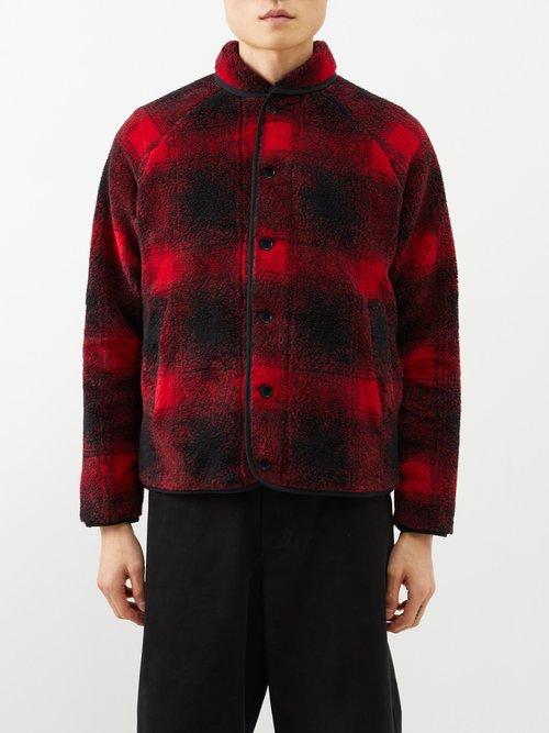 Ymc - Beach Check Fleece Jacket - Mens - Red Black