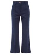 See By Chlo - Flared-leg Cotton-blend Trousers - Womens - Navy