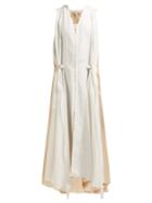 Matchesfashion.com Lee Mathews - Judd Zipped Silk Satin Midi Dress - Womens - Cream