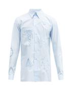 Matchesfashion.com Raf Simons - Ss03 Embroidered Cotton-poplin Shirt - Mens - Blue
