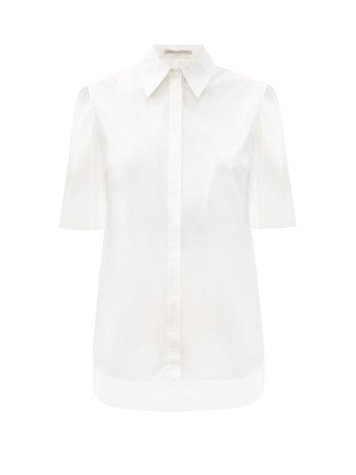 Matchesfashion.com Emilia Wickstead - Teddy Cape-back Sleeveless Cotton-poplin Shirt - Womens - White
