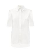 Matchesfashion.com Emilia Wickstead - Teddy Cape-back Sleeveless Cotton-poplin Shirt - Womens - White