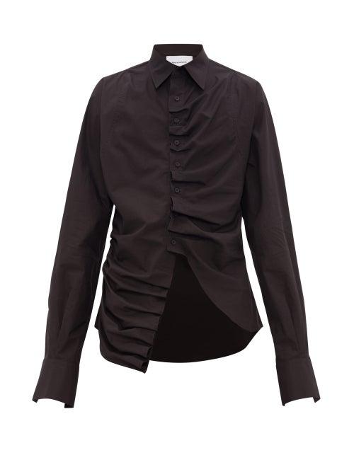 Matchesfashion.com Bianca Saunders - Ruched Placket Cotton Poplin Shirt - Mens - Black