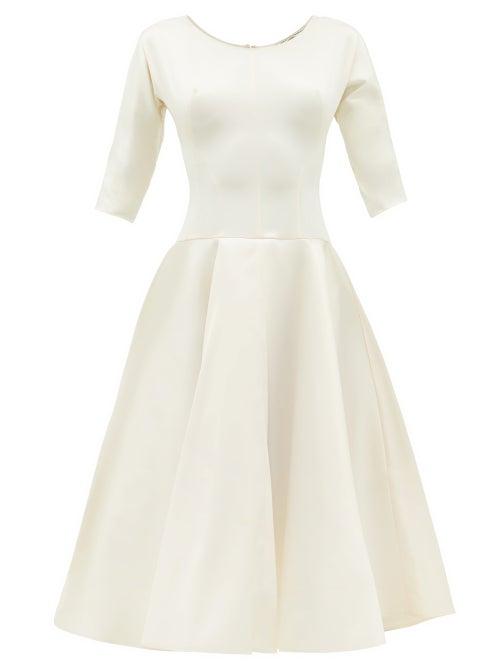 Matchesfashion.com Vika Gazinskaya - Scoop-neck Silk-blend Satin Dress - Womens - Ivory