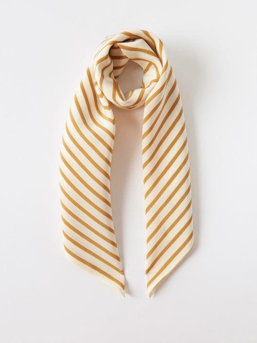 Toteme - Signature Monogram-print Silk Scarf - Womens - Cream Multi